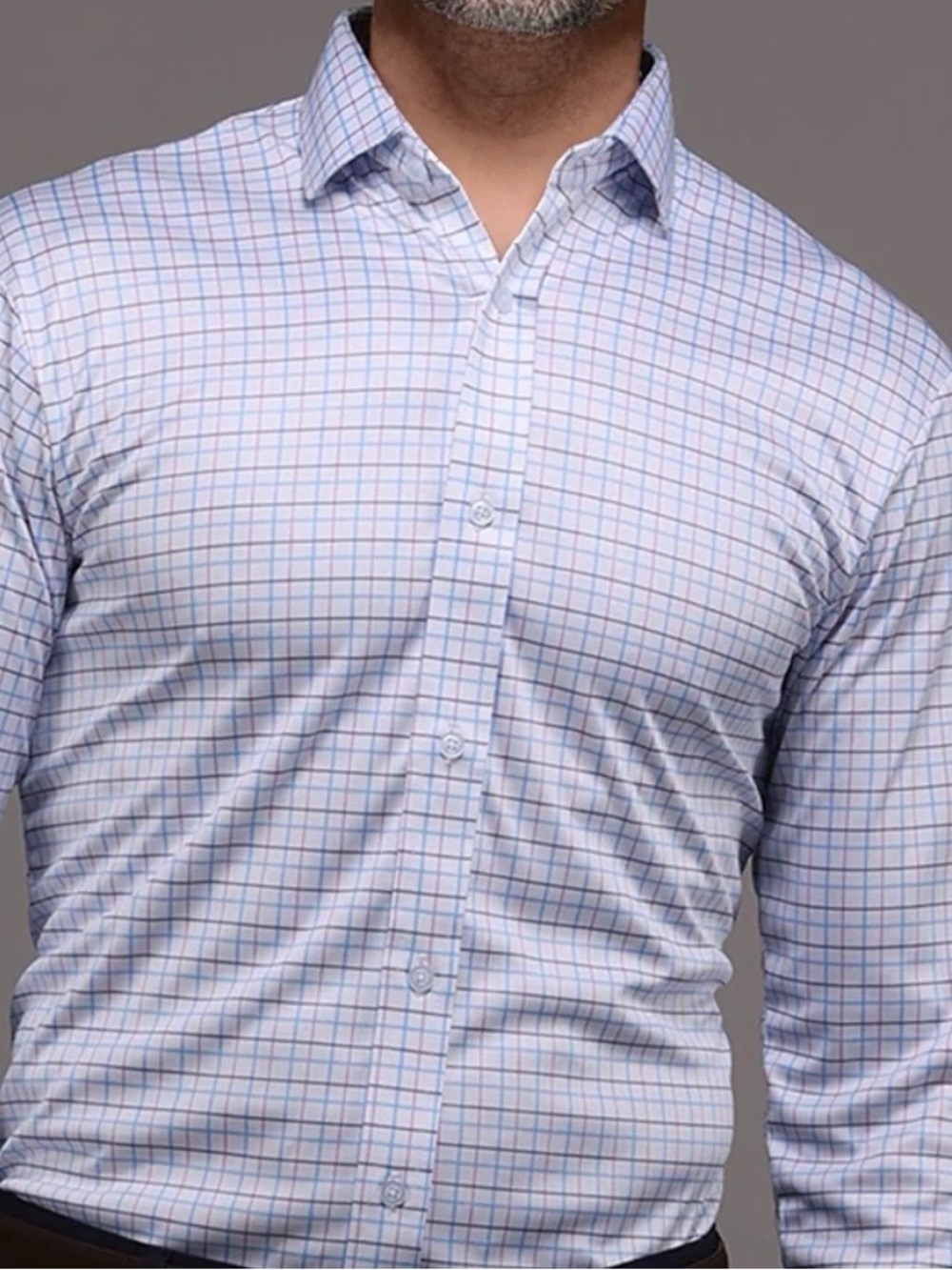 NWOT Collars & Co Blue Pink Tattersal Quattro Flex Semi-Spread Shirt XXL 2XL